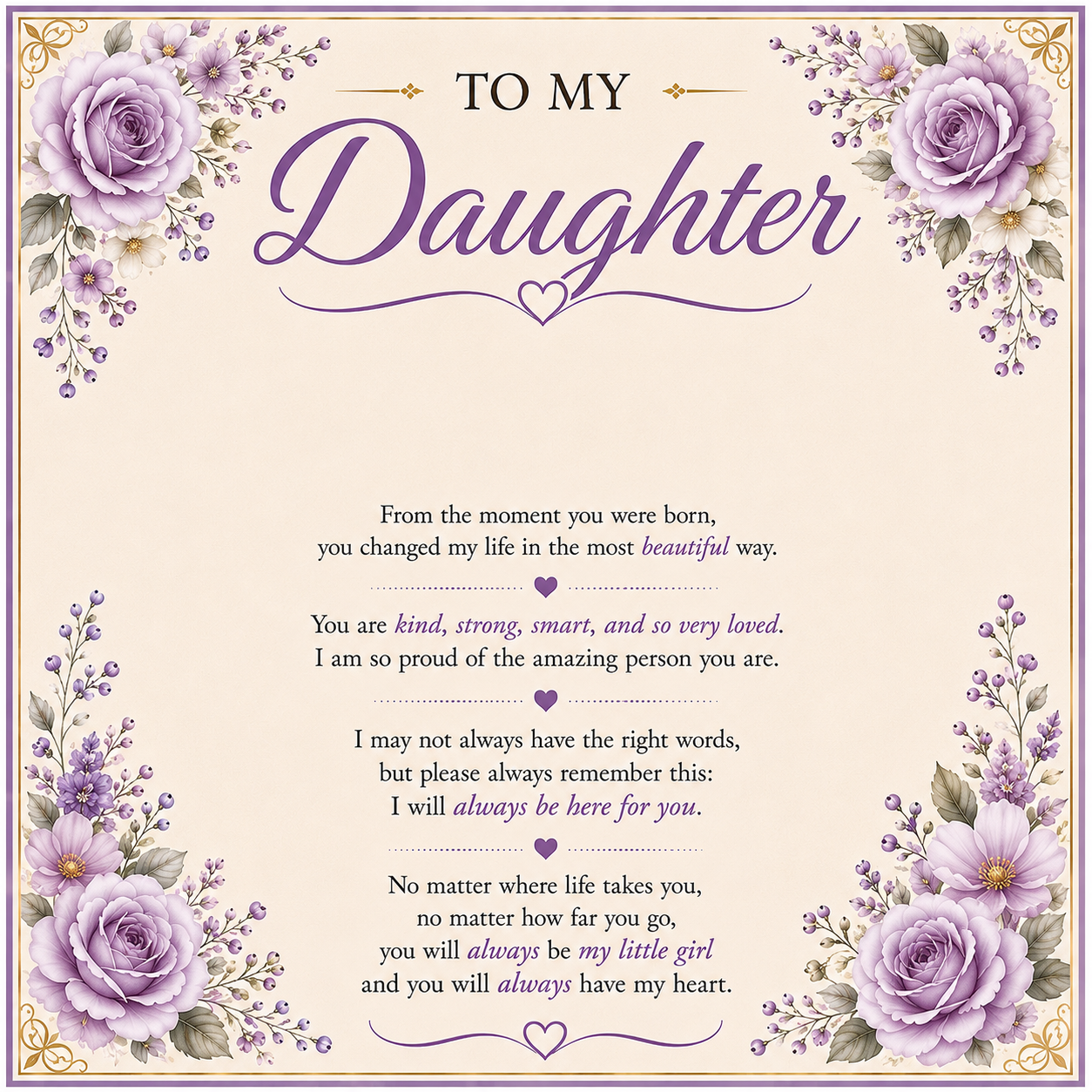 💜 To My Daughter – Unbreakable Bond Necklace