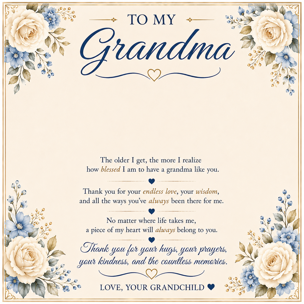 💙 To My Grandma – Forever Cherished Necklace